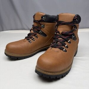 OZARK TRAIL Red Lace Brown Waterproof Leather Hiking Boots Men's Size 12